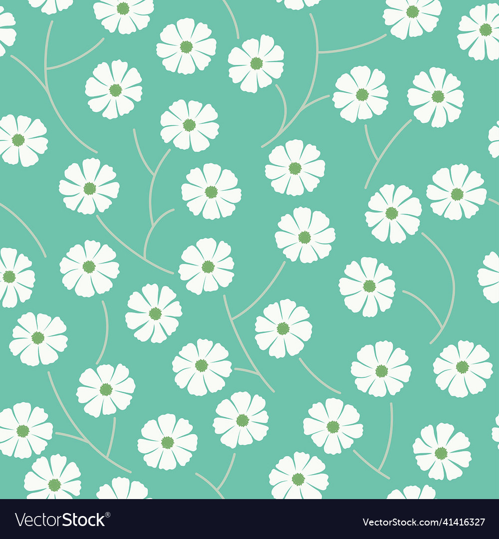 Seamless floral pattern on a green background