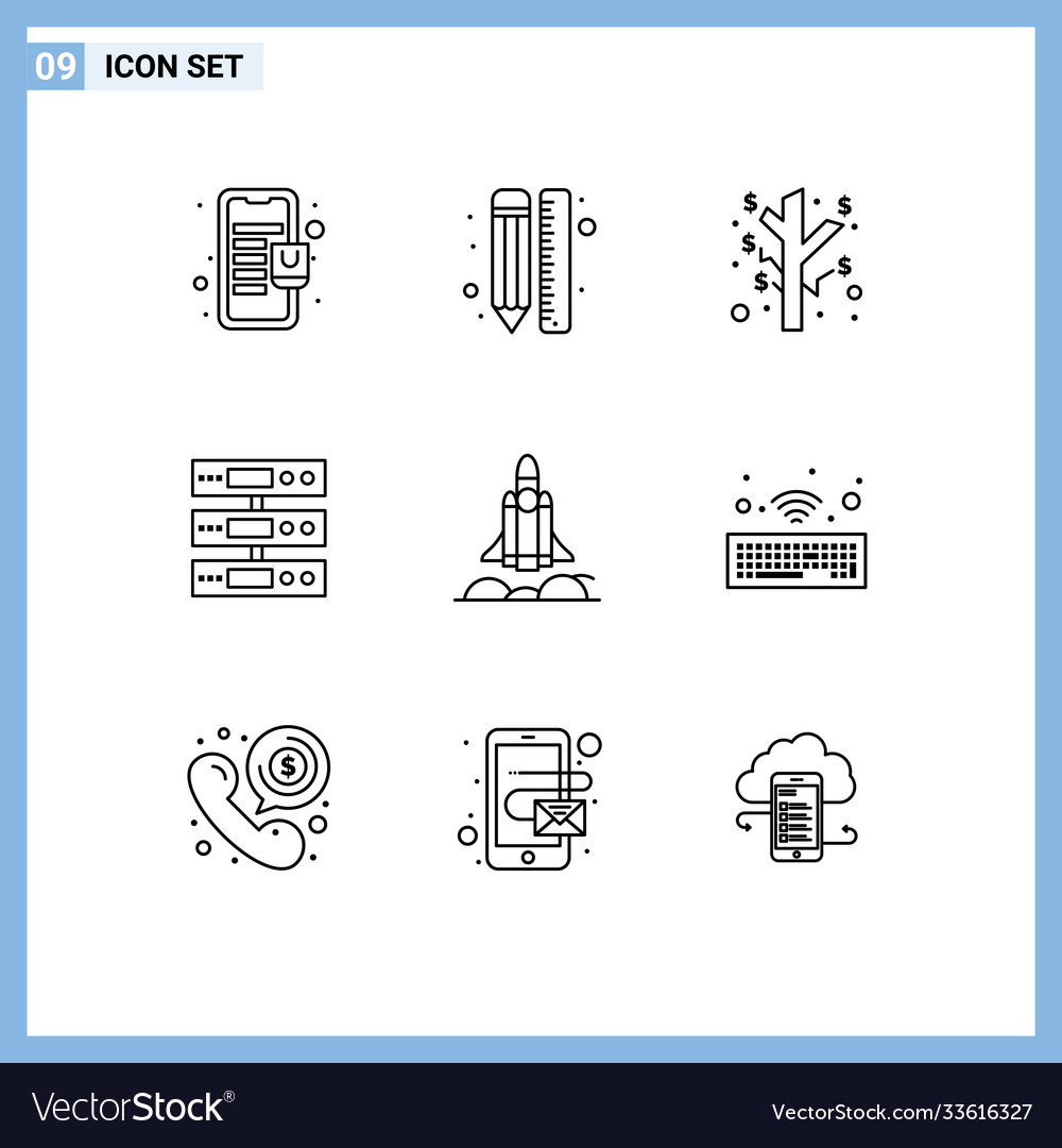 Set 9 outlines on grid for unicorn startup