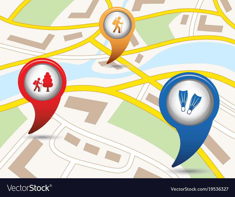 Set of tourism service map pointers
