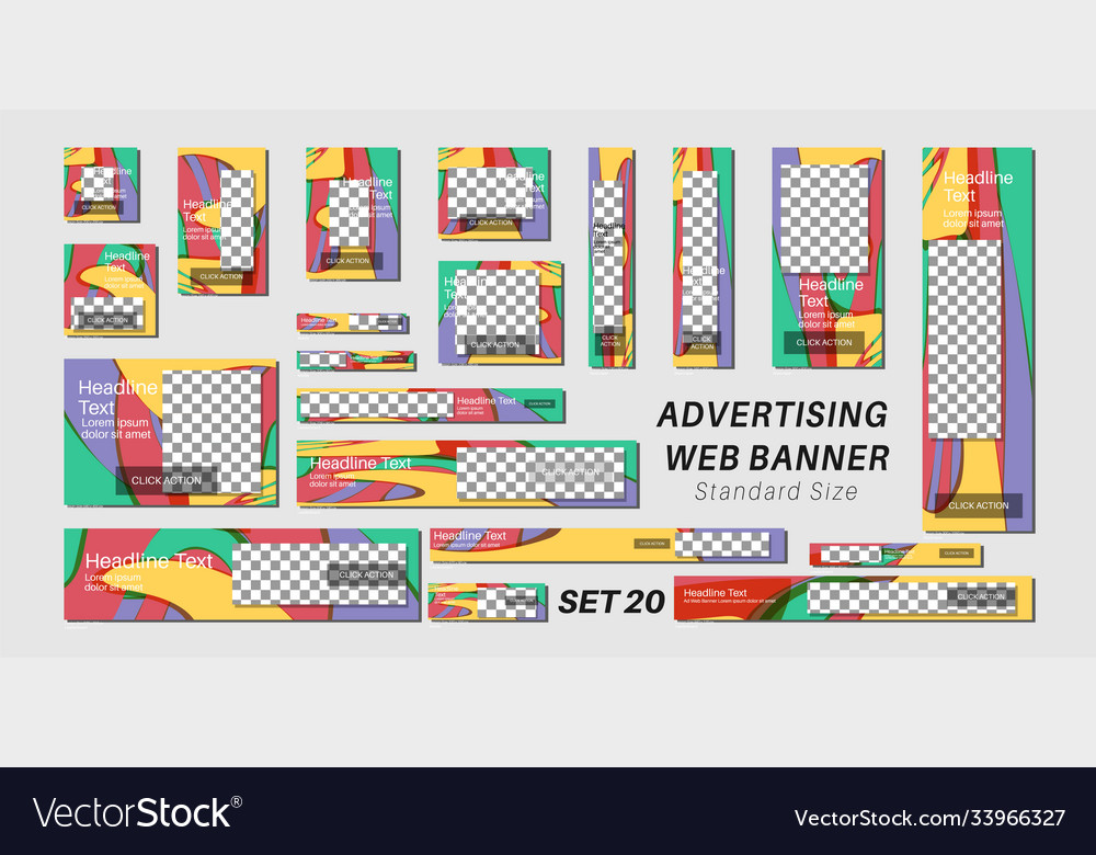 Set web banners in standard sizes design vector image Set web banners in standard sizes design