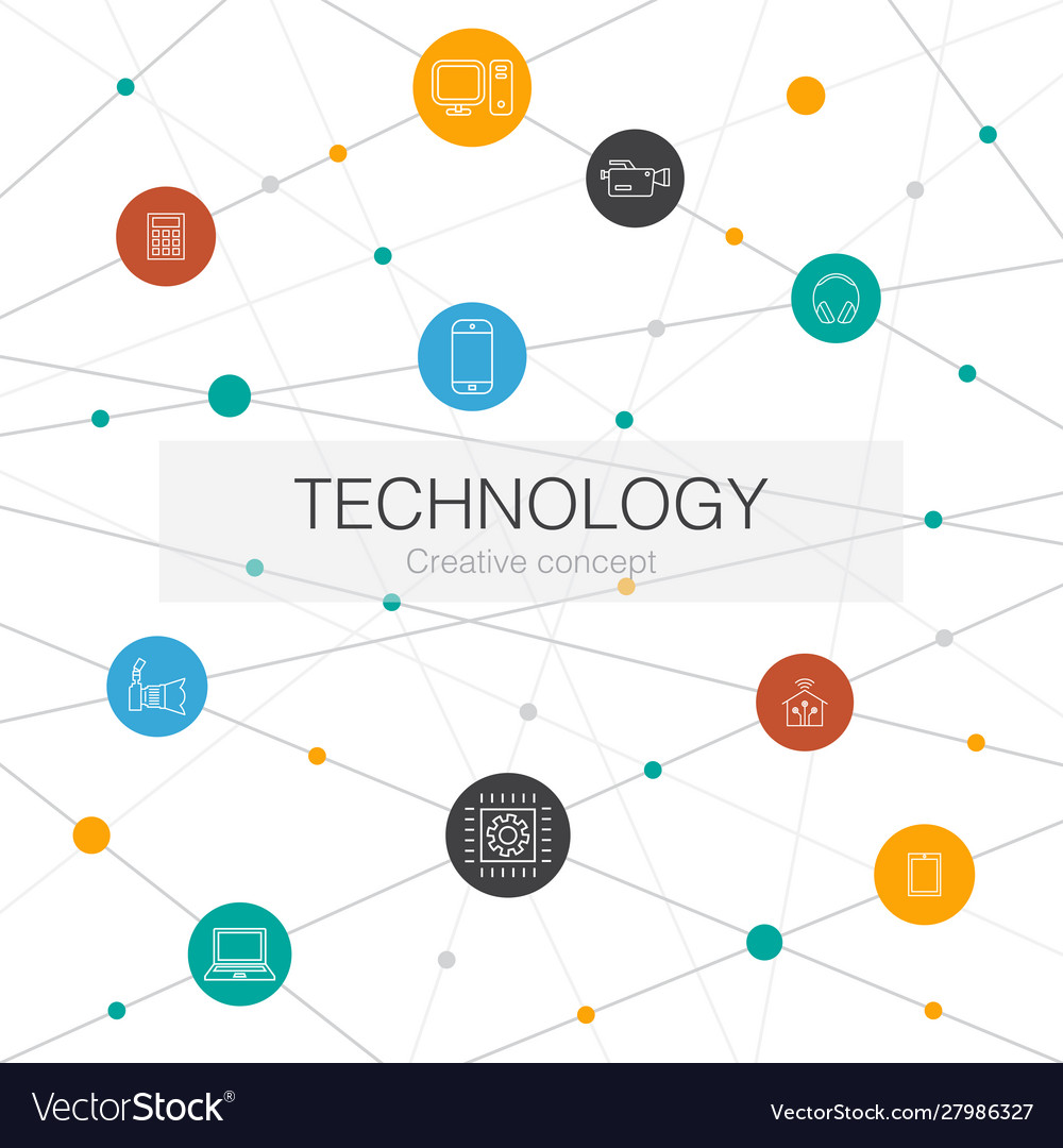 Technologie trendy Web Template mit einfachen Icons