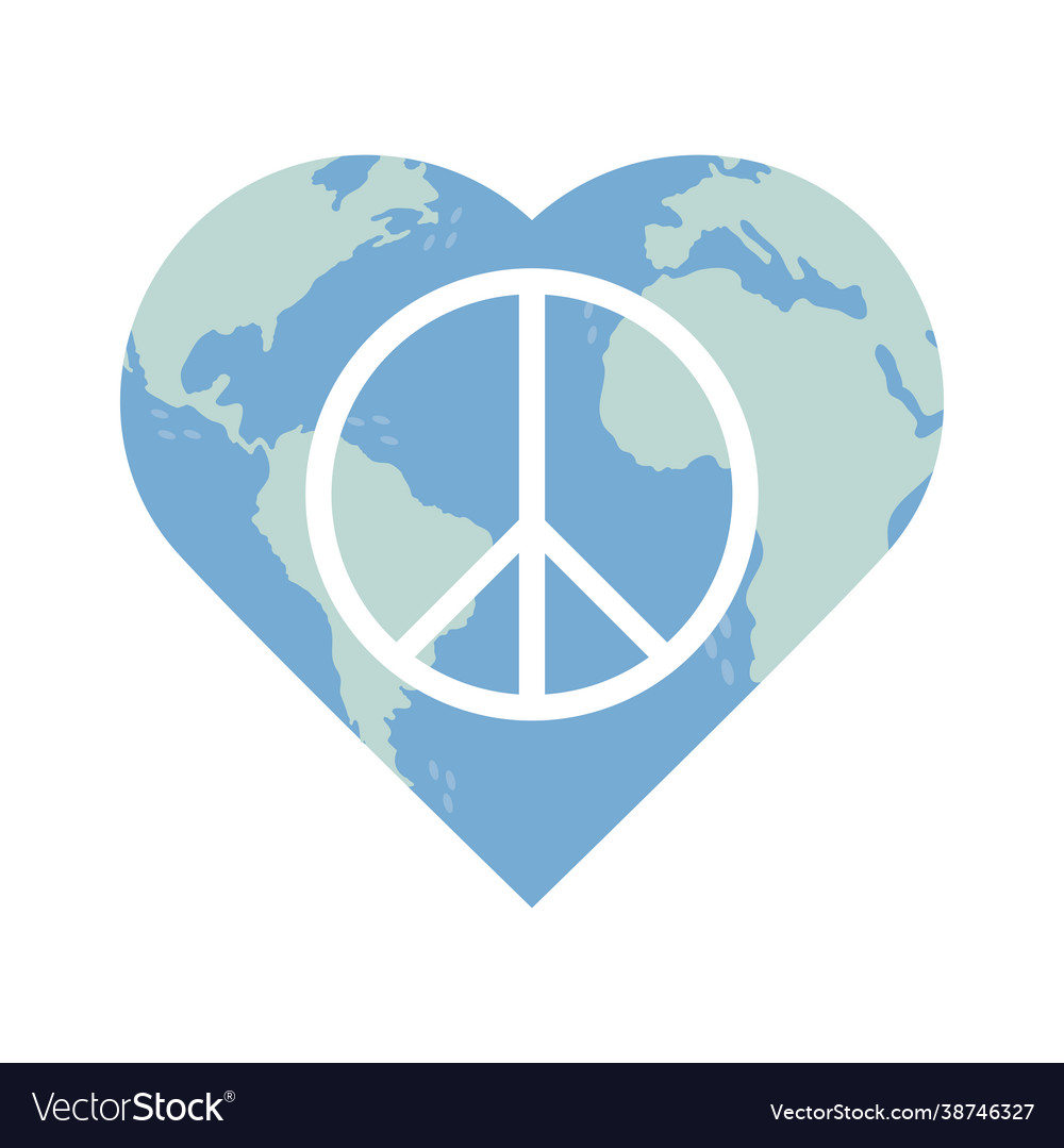 World heart with peace Royalty Free Vector Image