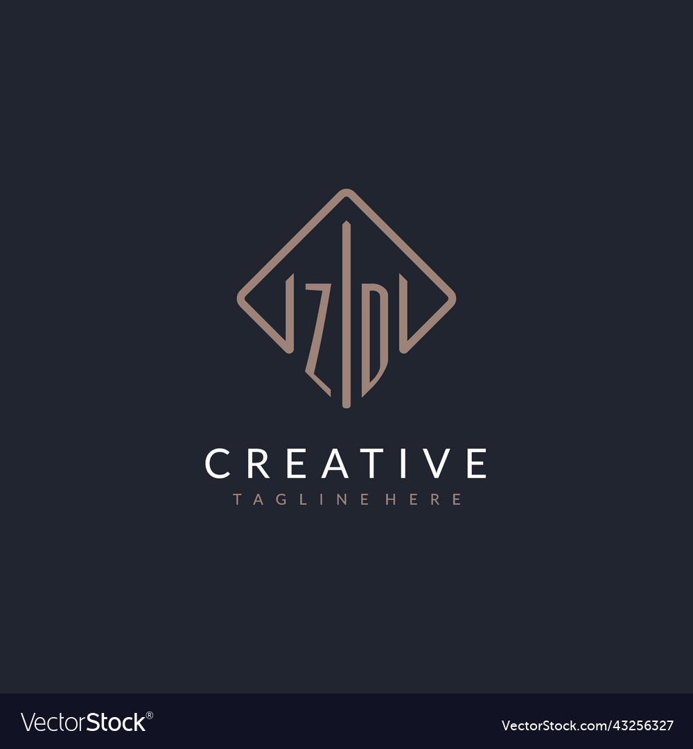 Zd initial logo with curved rectangle style design