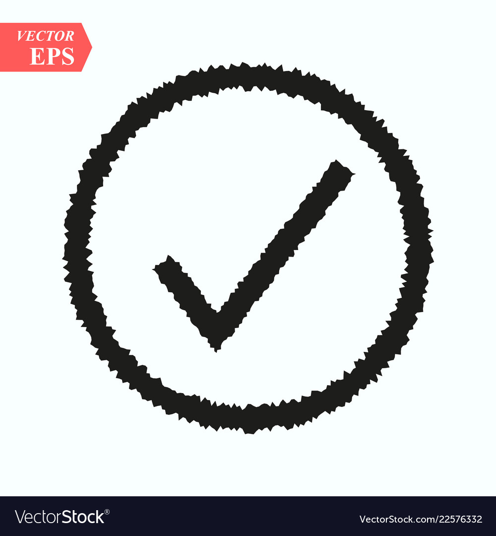 Black wave check mark or tick icon in a circle vector image Black wave check mark or tick icon in a circle