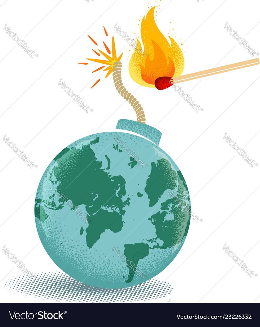 Bomb with mathch in fire Royalty Free Vector Image