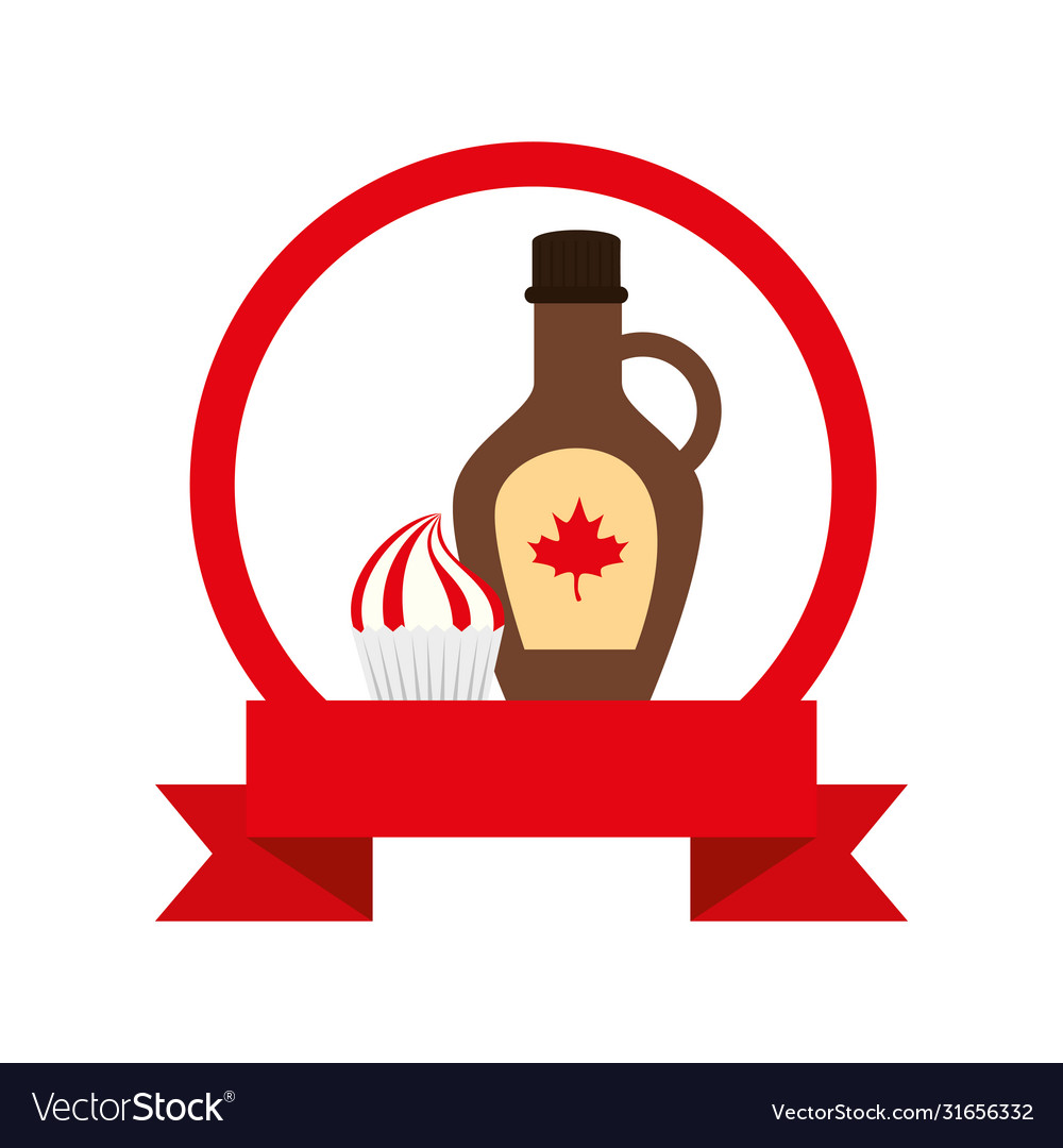 Canadian Maple Syrup And Cupcake Happy Canada Vector Image 9952