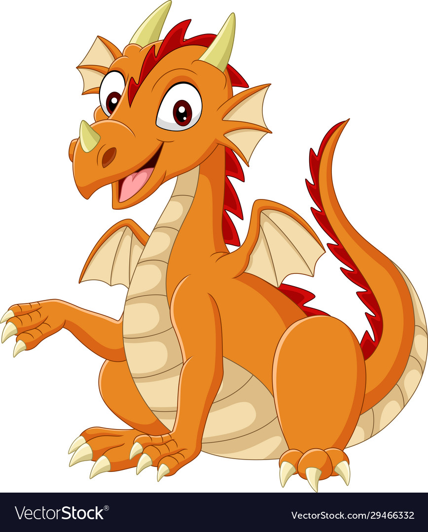 Cartoon happy dragon on white background Vector Image