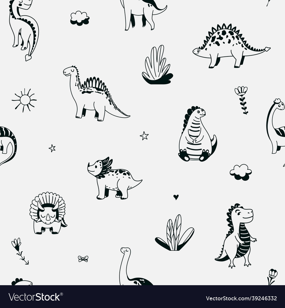 Cute dinosaurs seamless pattern