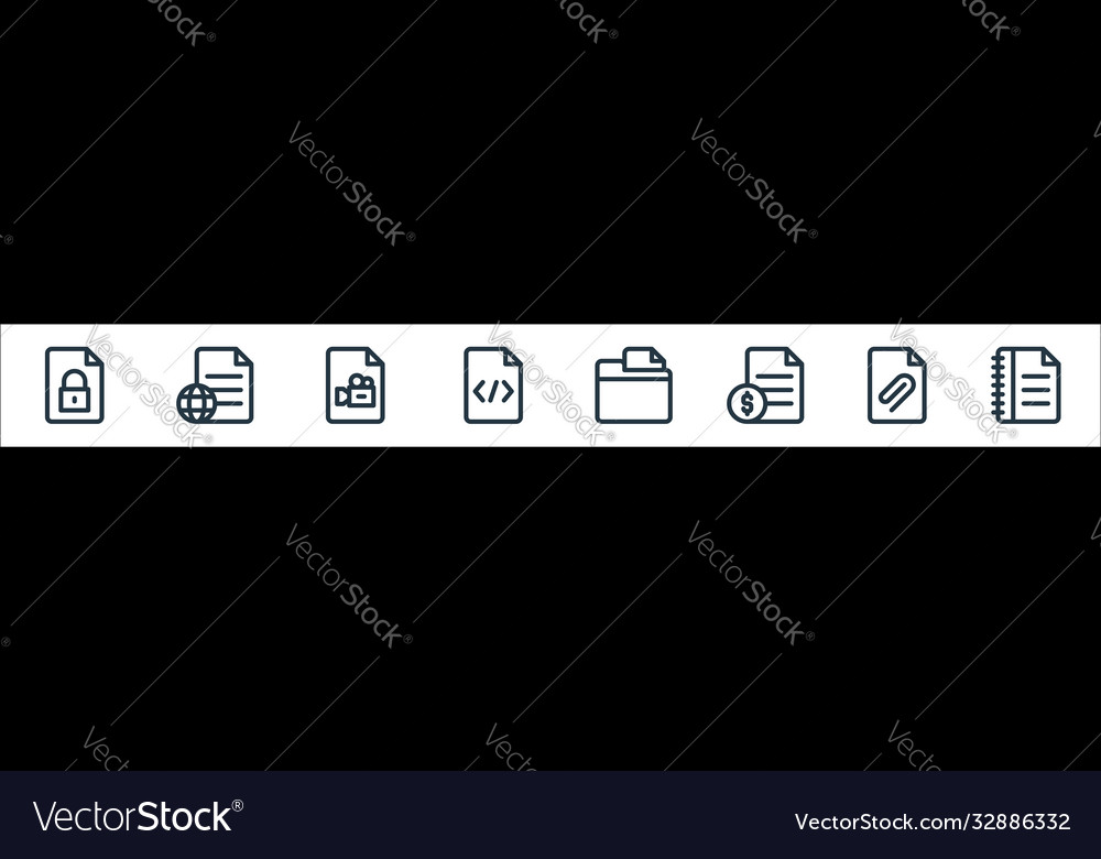 Document and files line icons linear set quality vector image Document and files line icons linear set quality
