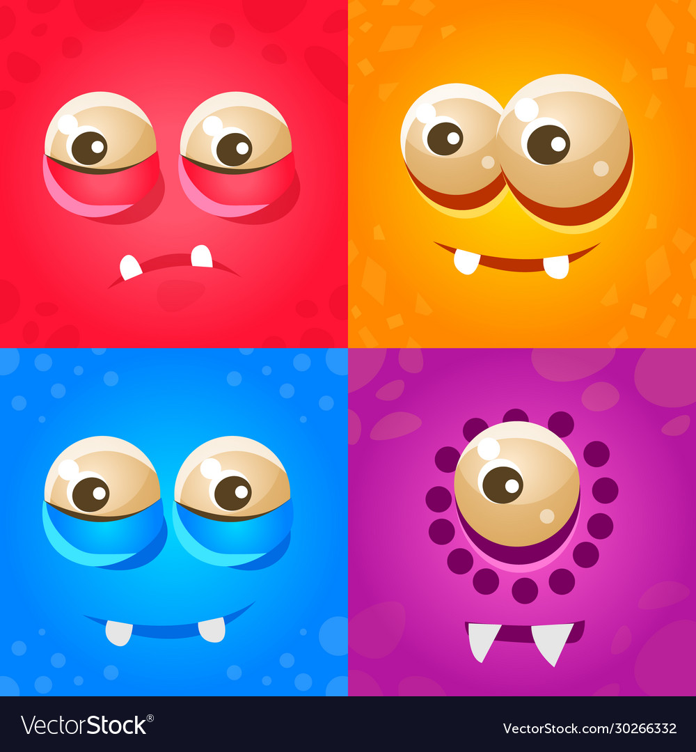 Funny faces cute monsters collection vector image Funny faces cute monsters collection
