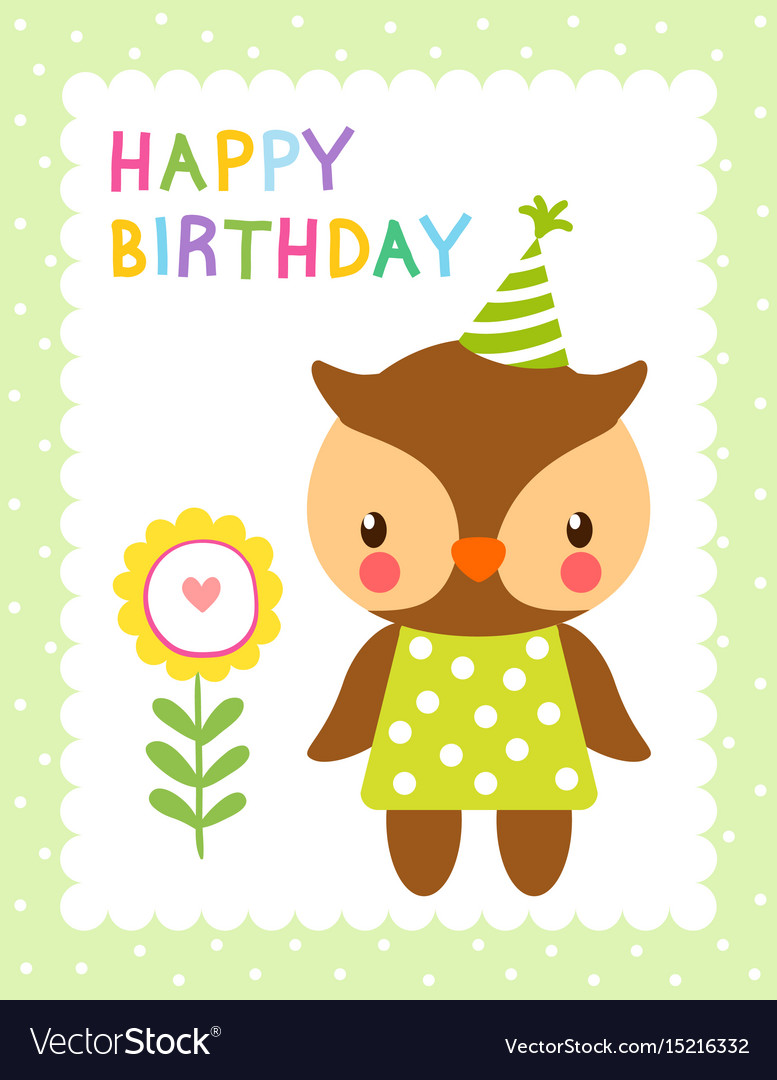 Greeting Card With Cute Owl Royalty Free Vector Image