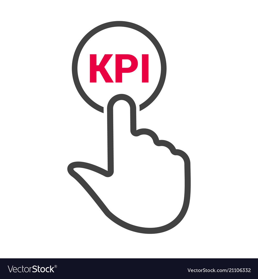 Hand presses the button with text kpi