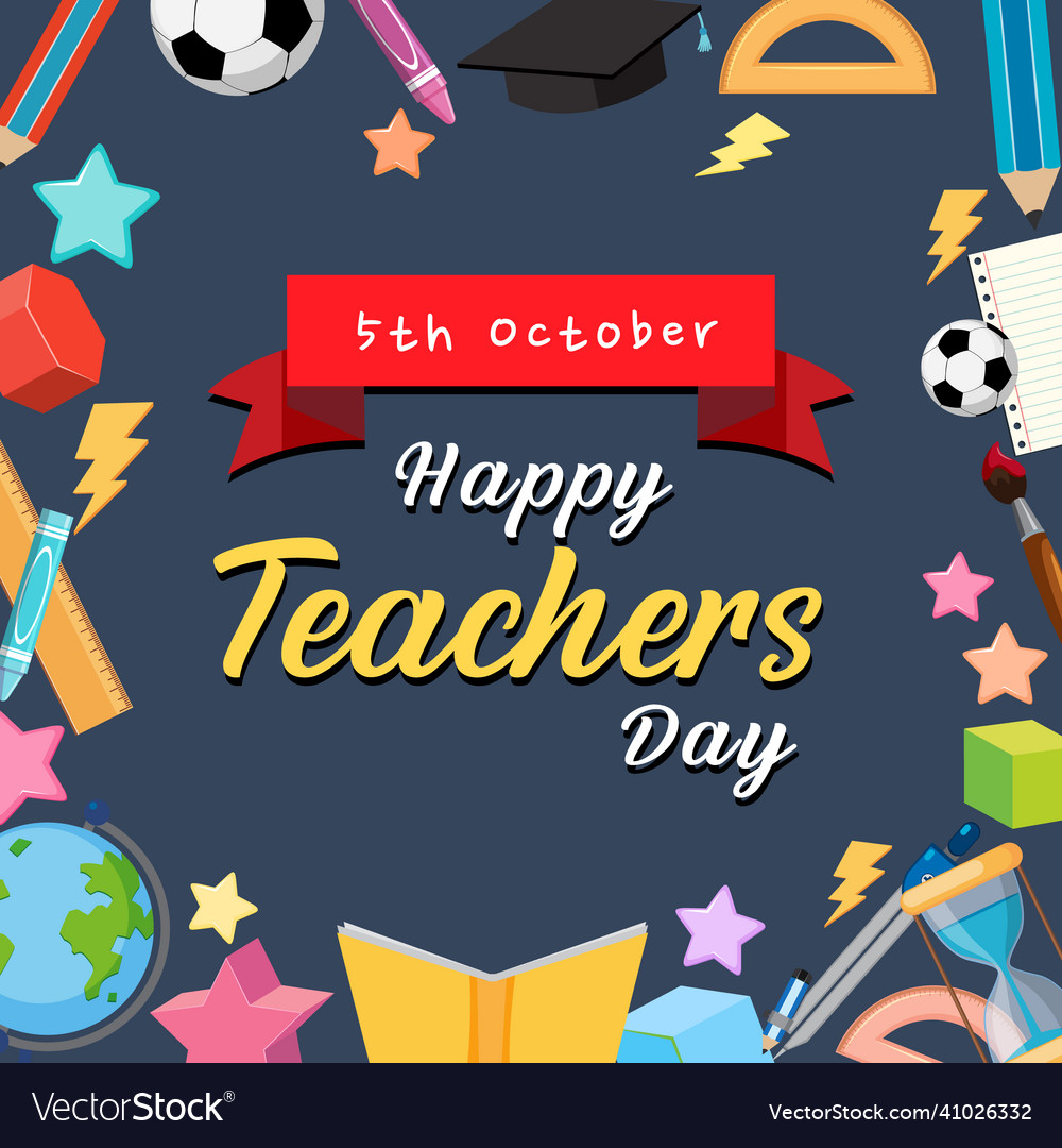 Happy teachers day lettering banner Royalty Free Vector