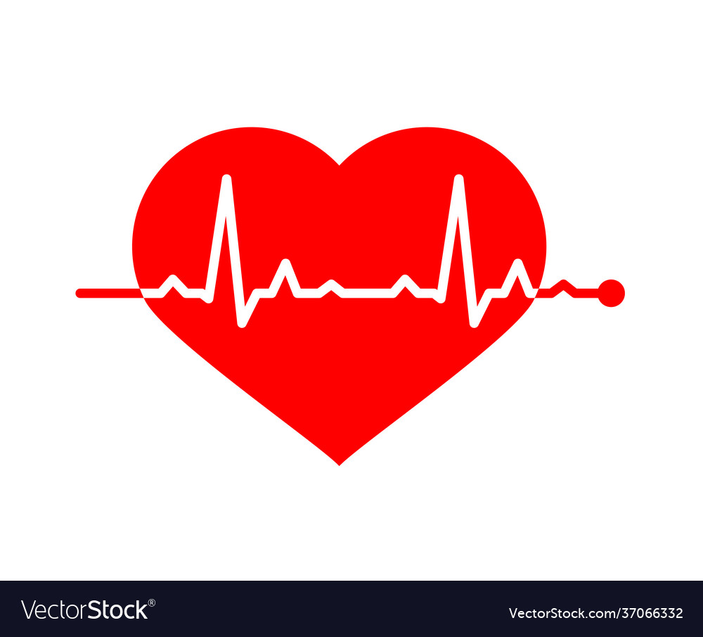 Icon heart with line heartbeat heart rate line Vector Image