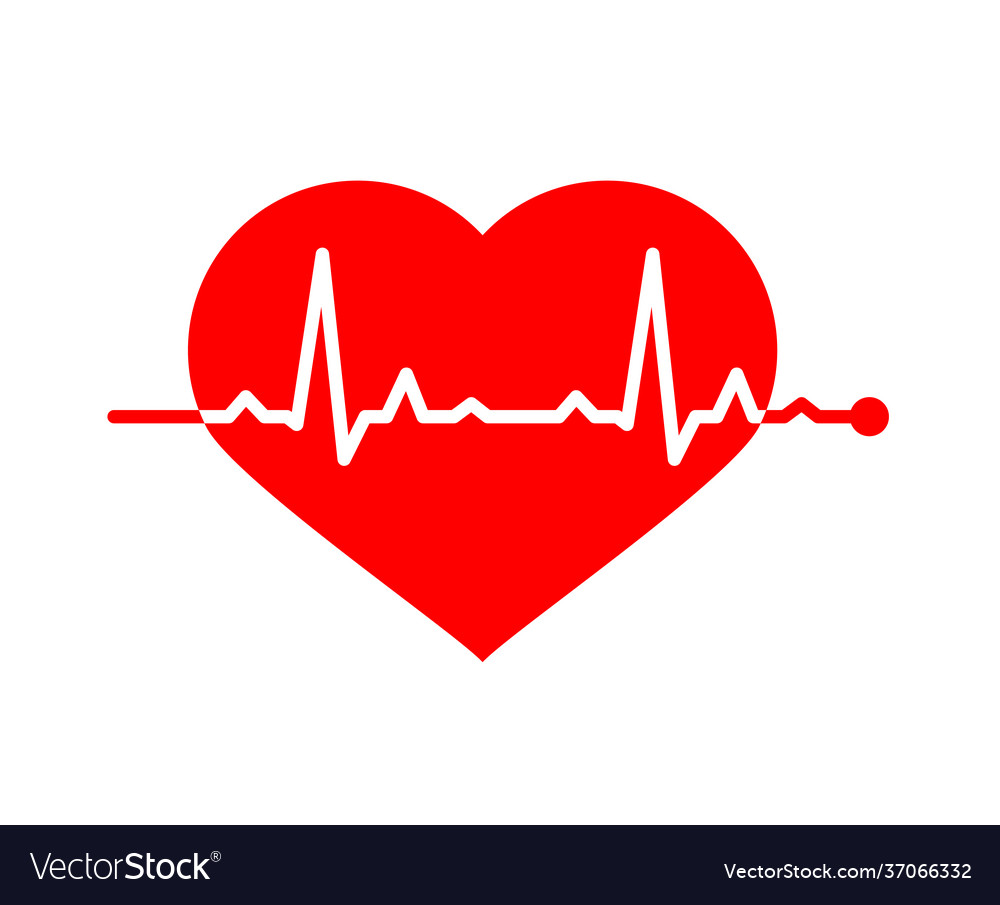Icon heart with line heartbeat rate Royalty Free Vector
