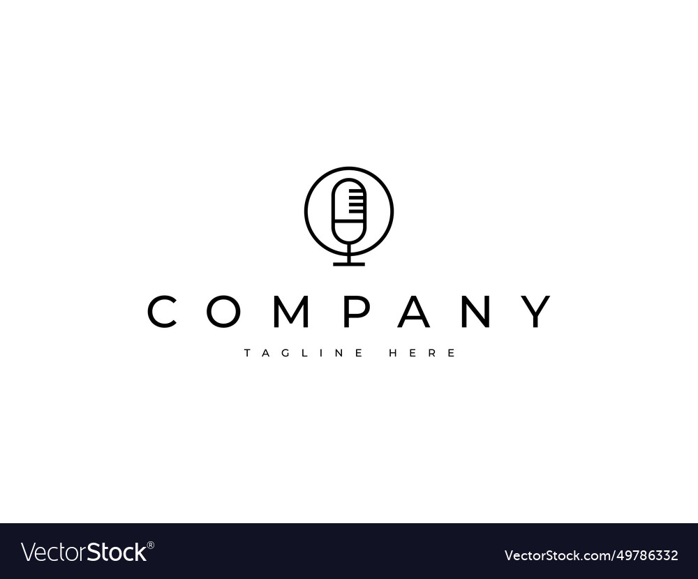Minimal microphone with a circle line logo design