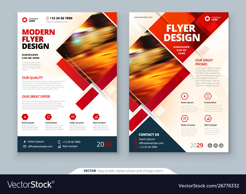 Red flyer template layout design corporate Vector Image For Designs For Flyers Template