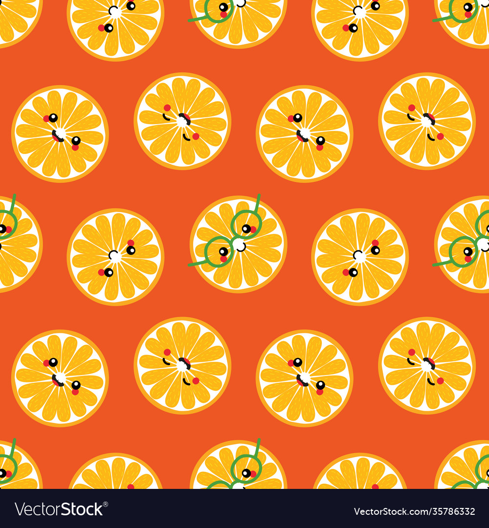 Round orange slice characters pattern