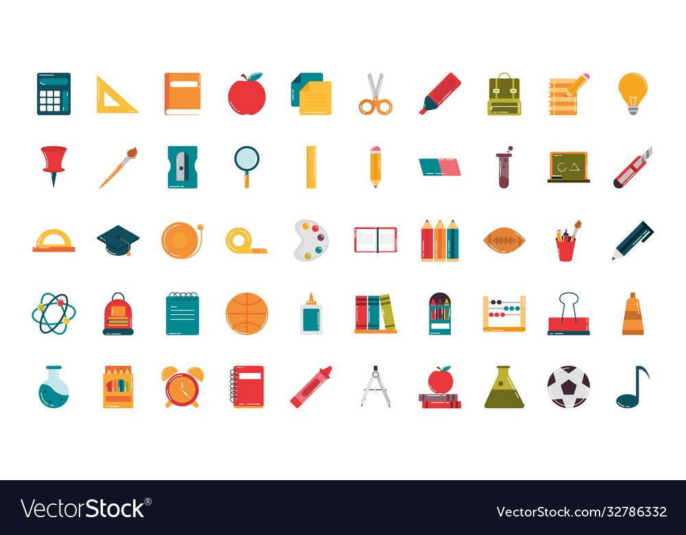 School education supply class stationery flat Vector Image