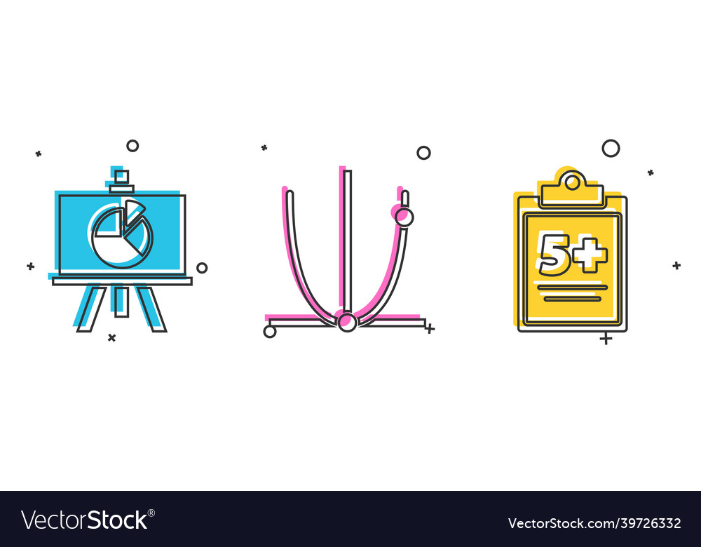 Set chalkboard with diagram graph schedule vector image Set chalkboard with diagram graph schedule