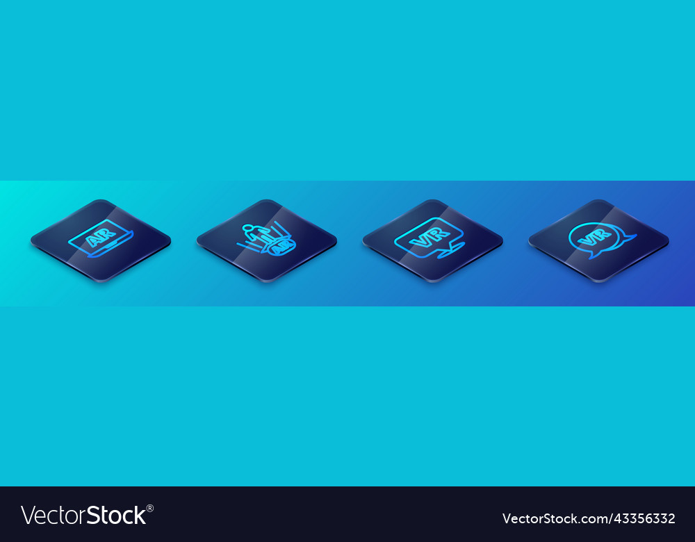 Set isometric line virtual reality augmented ar Vector Image Set isometric line virtual reality augmented ar