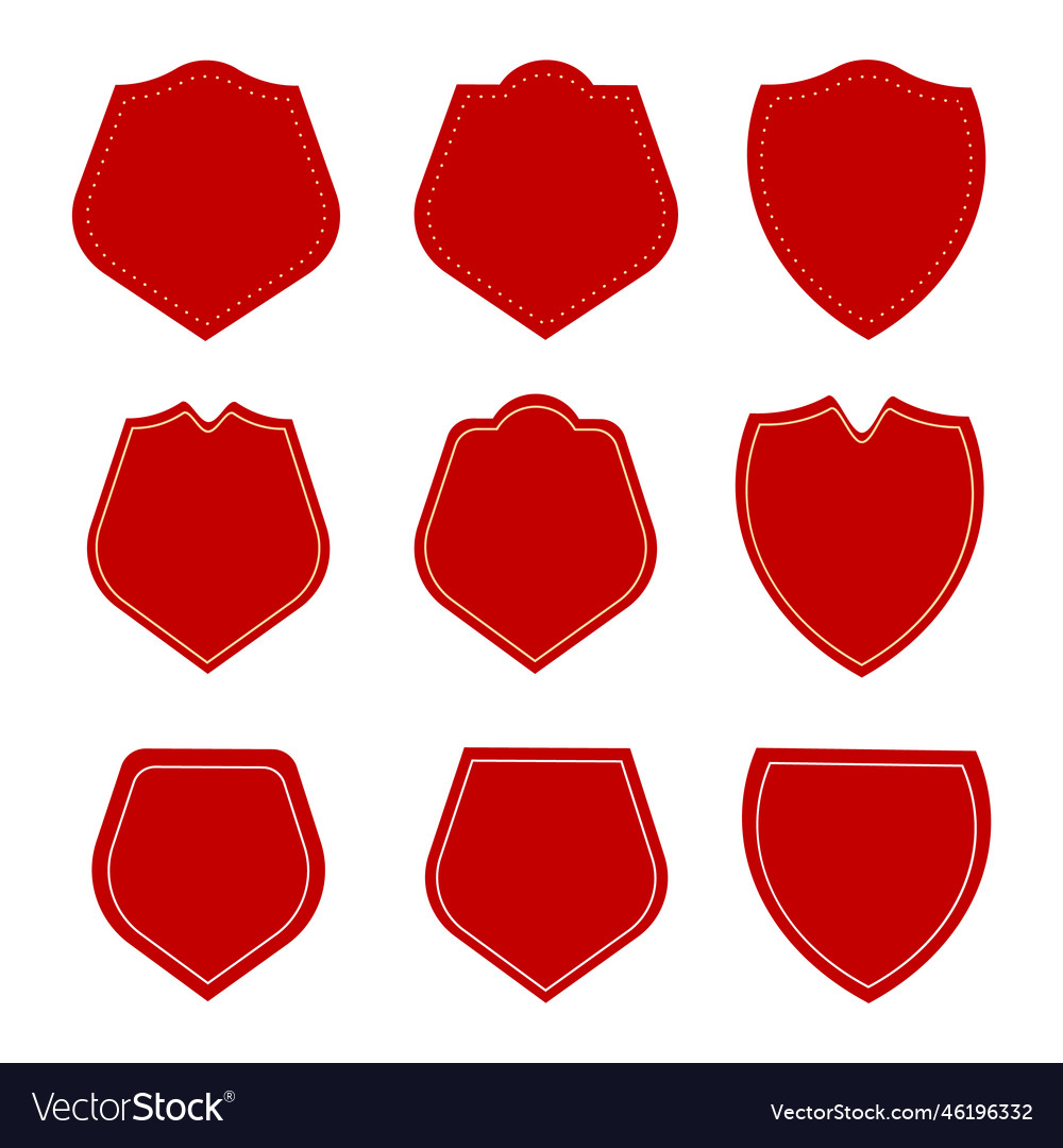 Set of red empty badge shape banners Vector Image Set of red empty badge shape banners
