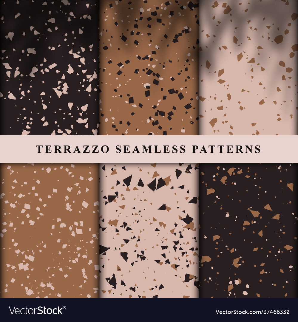 Set terrazzo style seamless patterns vector image Set terrazzo style seamless patterns