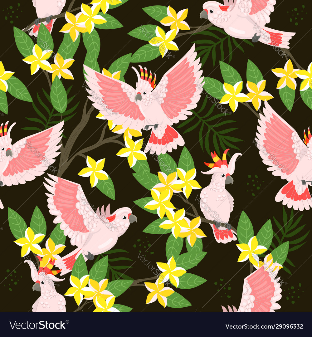 Tropical Cockatoo Floral Pattern