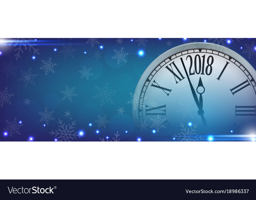 2018 happy new year with retro clock Royalty Free Vector