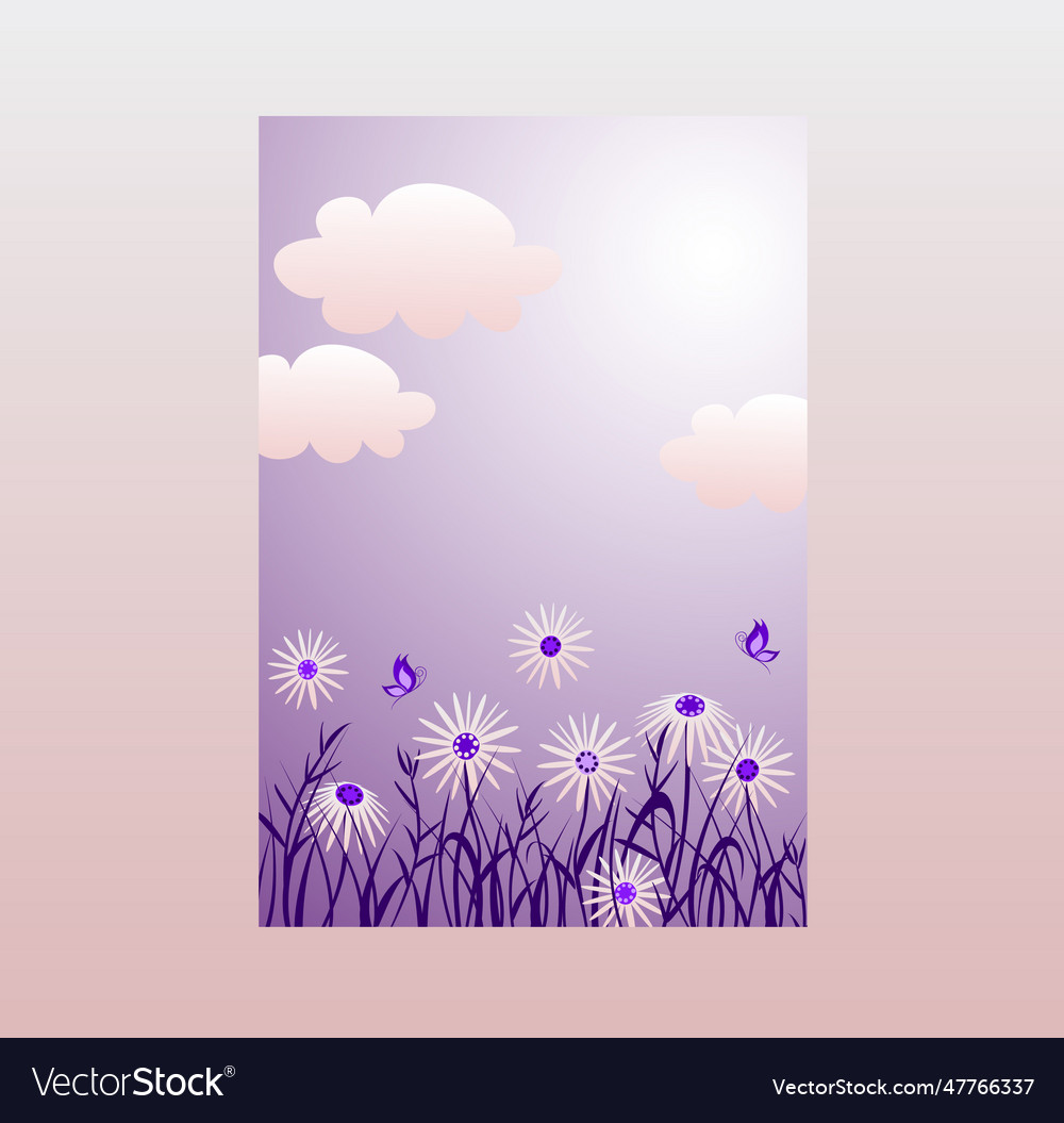 Abstract background in purple color with daisy Vector Image