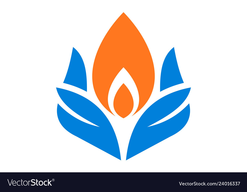 Abstract fire on hand logo icon concept