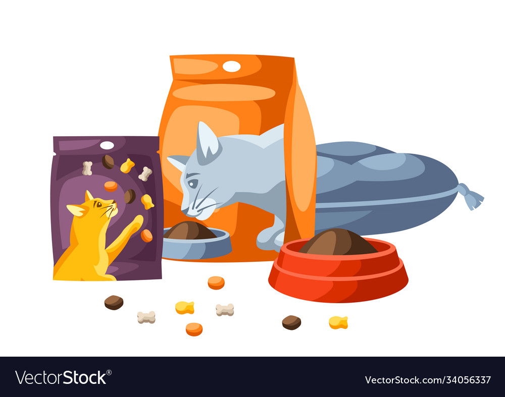 Background with various cat items