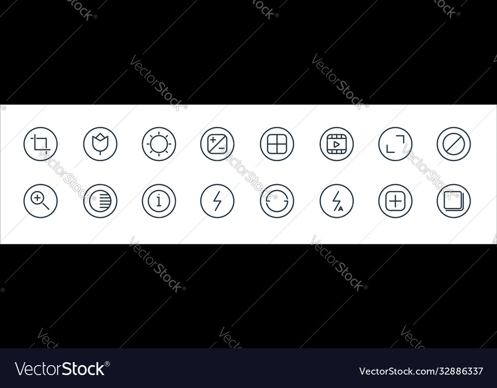 Camera line icons linear set quality vector image Camera line icons linear set quality