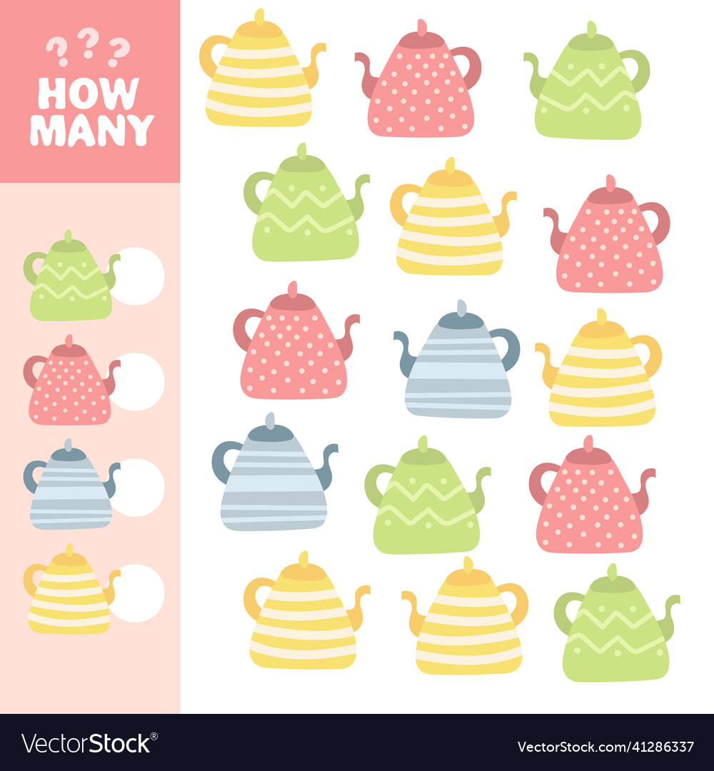 Counting game with cute kettles math activity