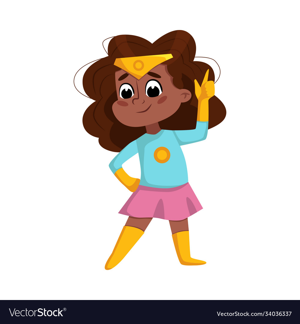 Cute African American Girl Playing Superhero Vector Image 2288