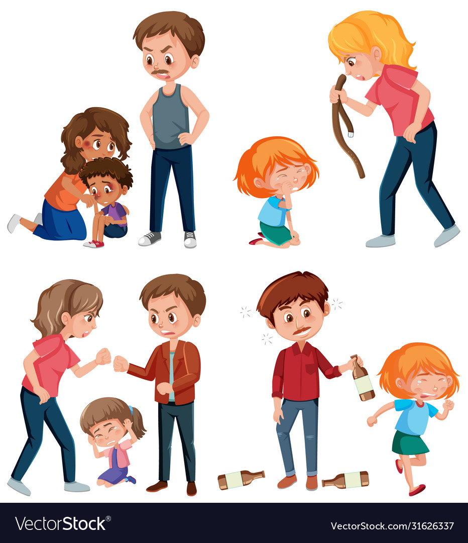 Domestic violence scene with parents bullying Vector Image