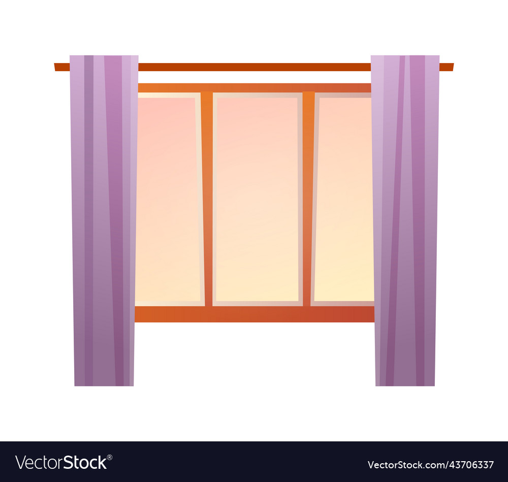 Large light window with curtains interior design Vector Image