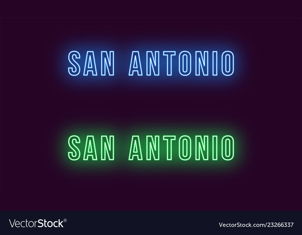 Neon name of san antonio city in usa text