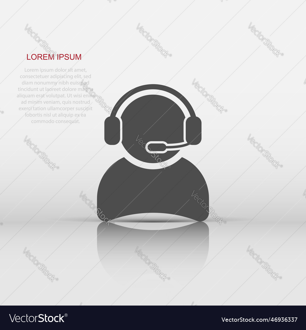 Operator with microphone icon in flat style