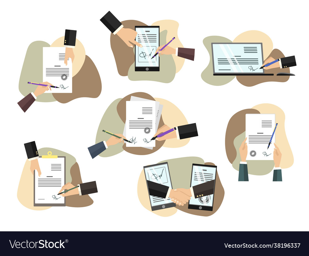 People signing paper vector image People signing paper