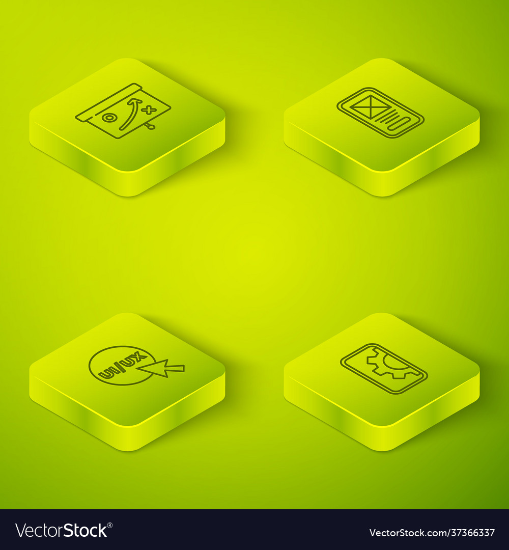 Set isometric line ui or ux design web vector image Set isometric line ui or ux design web