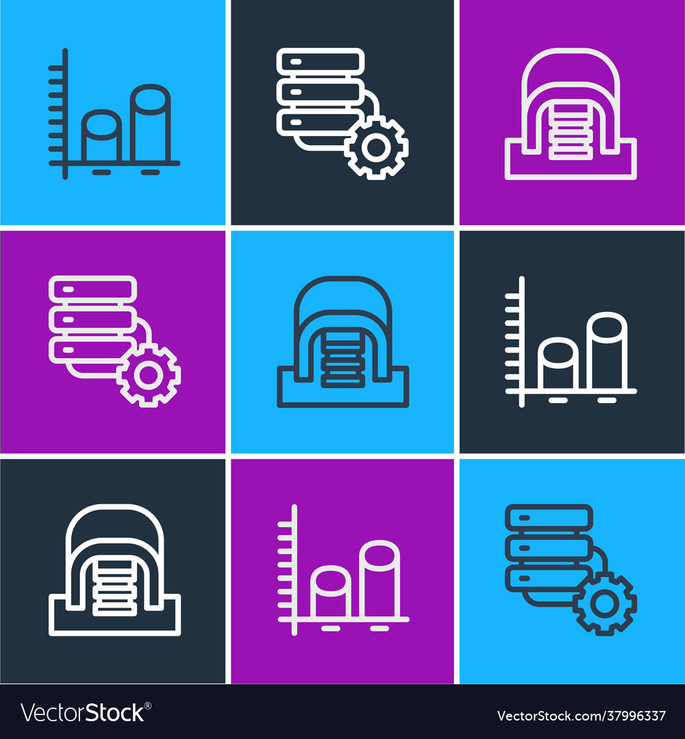 Set line data analysis hangar with servers vector image Set line data analysis hangar with servers