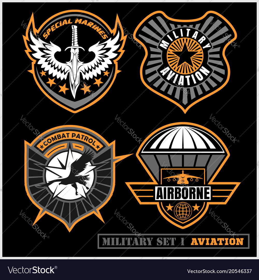 Set of military and army badge and patches Vector Image