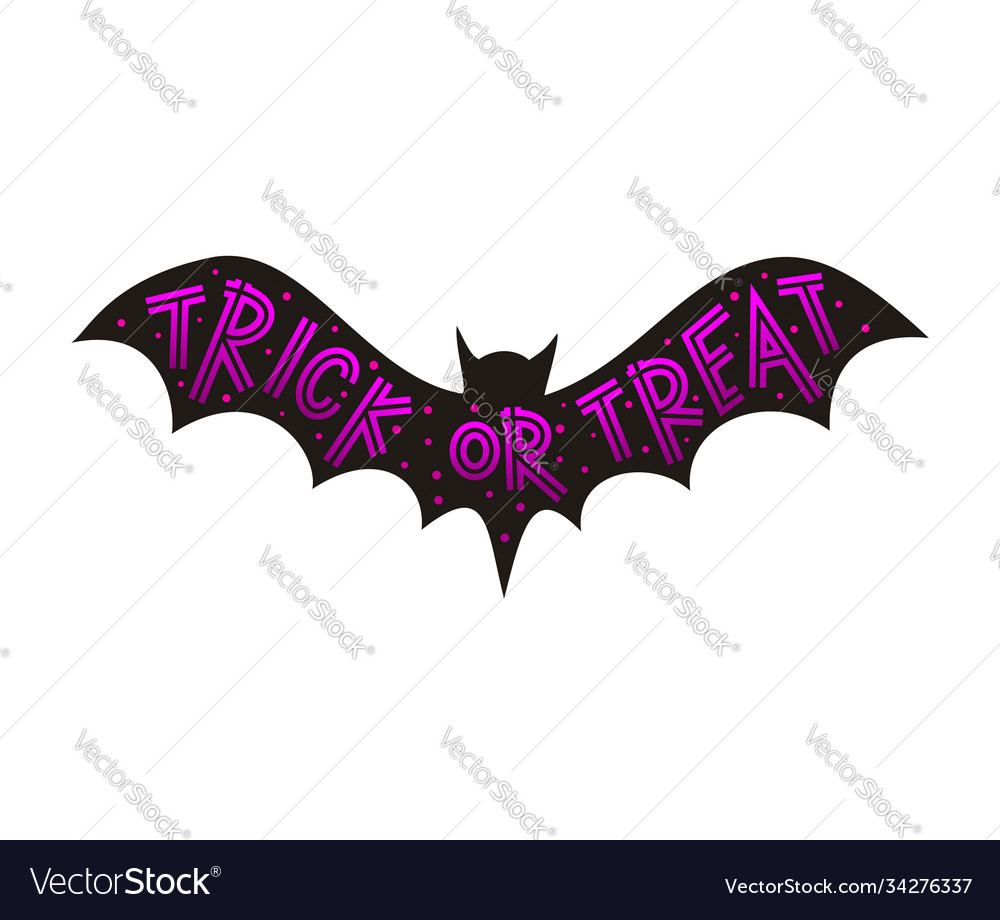 Trick or treat violet logo on black bat background