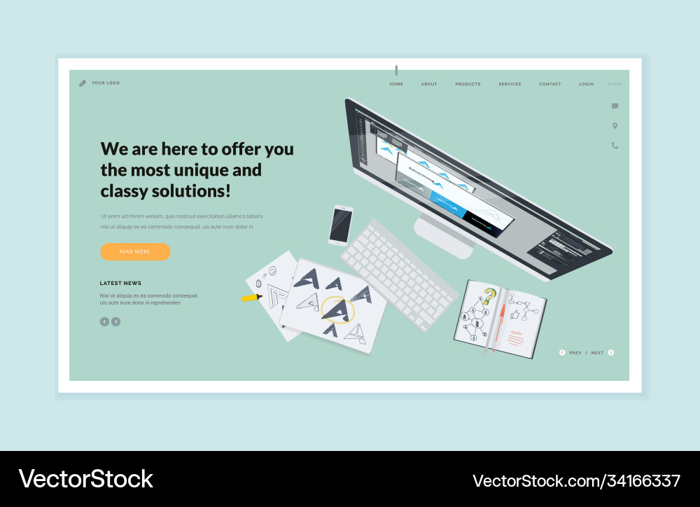 Website template design Royalty Free Vector Image