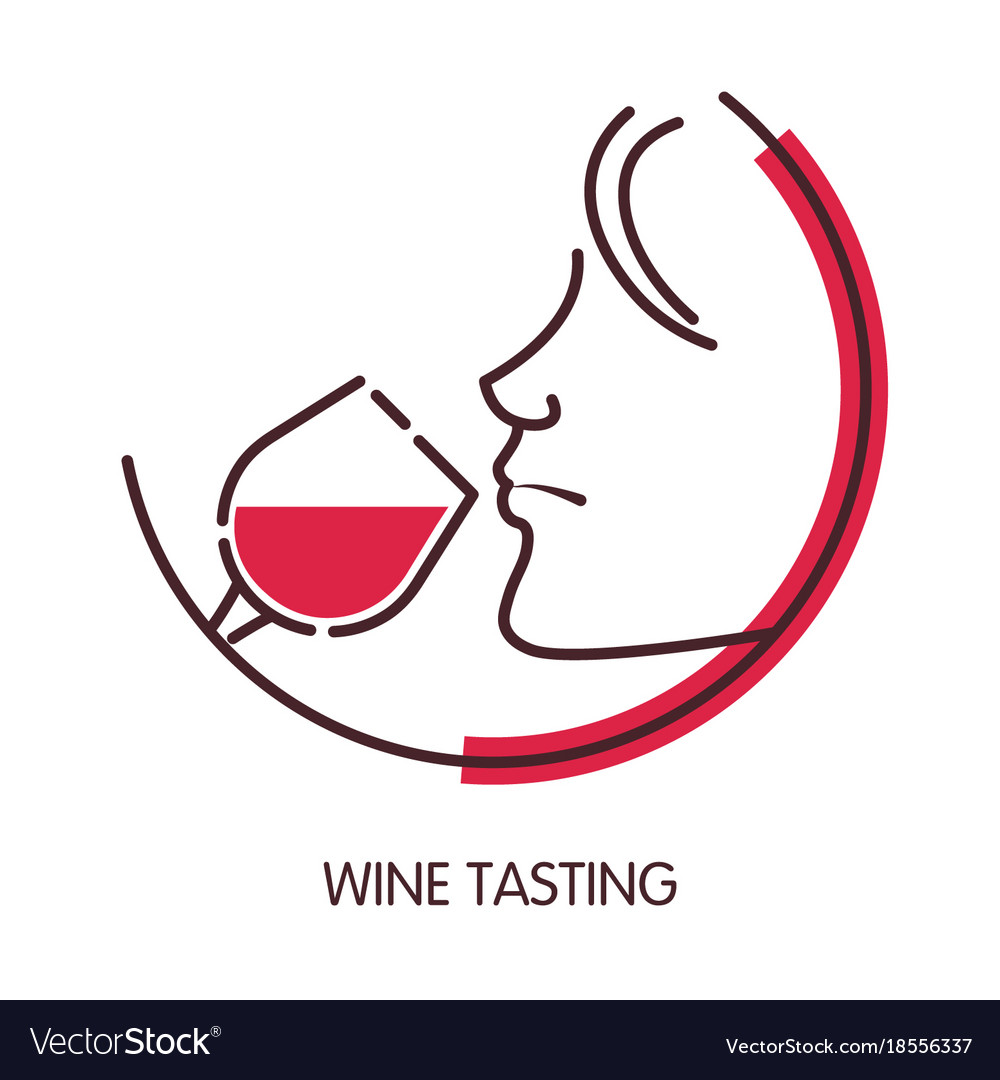 Wine tasting logo with female profile and glass Vector Image