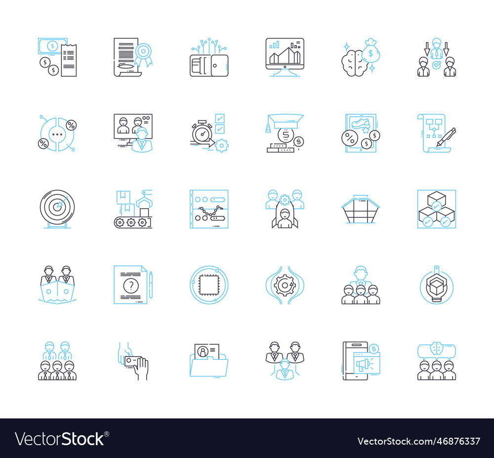 Working environment design linear icons set Vector Image Working environment design linear icons set