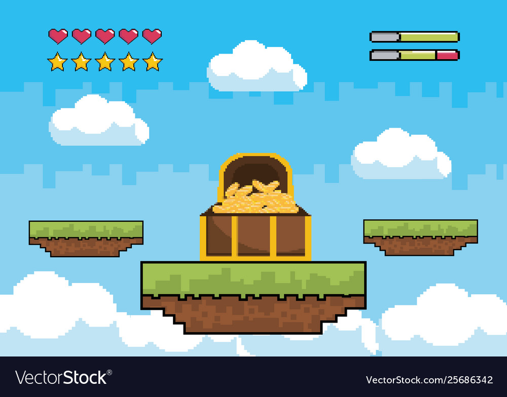 Arcade game world and pixel scene design