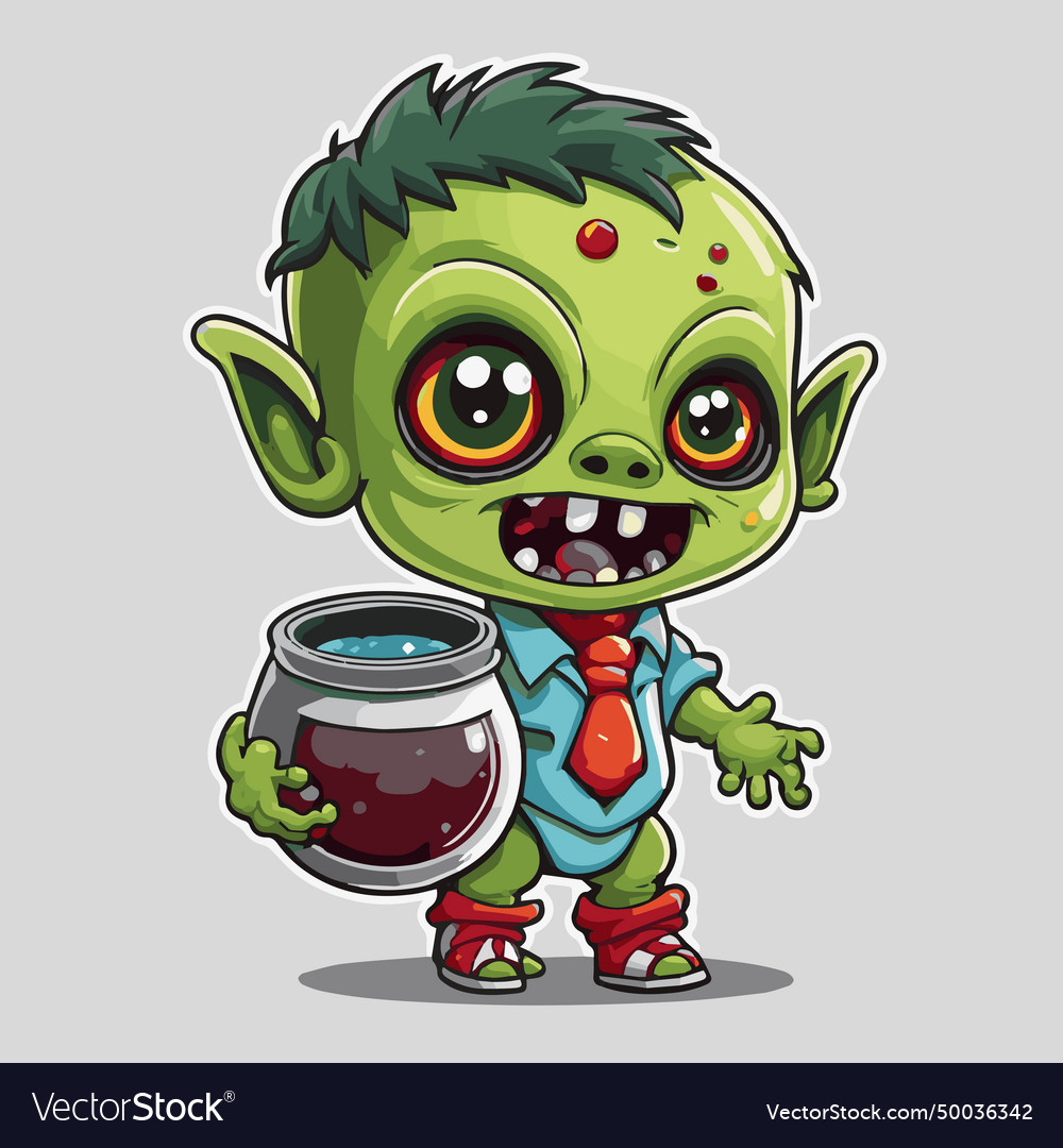 Baby zombie bring poison Royalty Free Vector Image