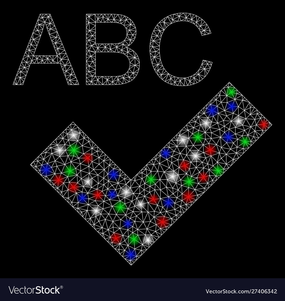 Bright mesh wire frame spell checking with flare vector image Bright mesh wire frame spell checking with flare